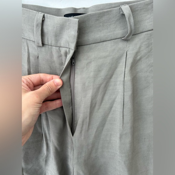 Judith and Charles high waist pleated linen grey trouser pant - Picture 8 of 11